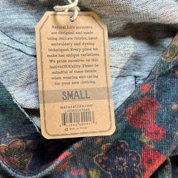 Natural Life‎ Lottie Maxi Dress Women Small Blue Watercolor Floral Midi Boho NEW - Picture 8 of 10